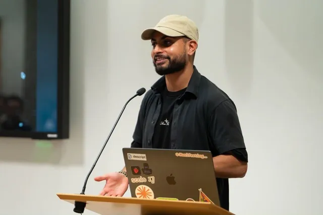Furquan on stage at AI Tinkerers Doha